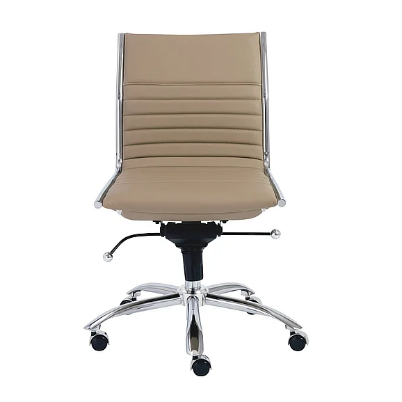 Euro Style Dirk Low Back Office Chair w/o Armrests in Taupe with Chromed Steel Base 01266TPE