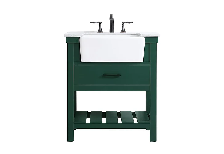 Elegant 30 In. Single Bathroom Vanity in Green VF60130GN