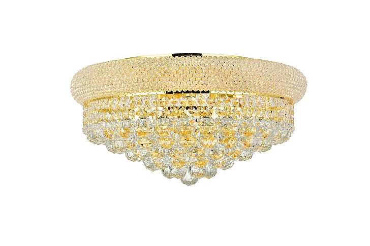 Elegant Primo 10 Light Gold Flush Mount Clear Royal Cut Crystal V1800F20G/RC