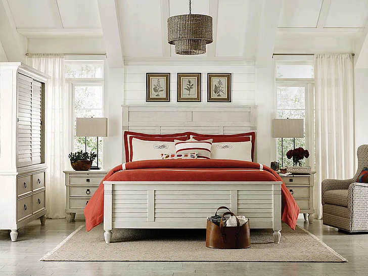 American Drew Grand Bay Acadia 4-Piece Panel Bedroom Set in Egret