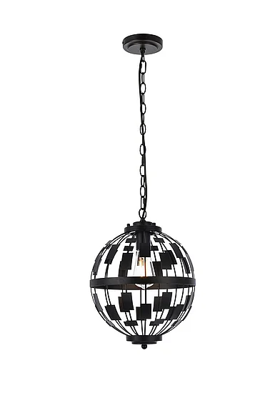 Elegant Levante 1 Light Pendant in Black LD7075D12BK CLOSEOUT