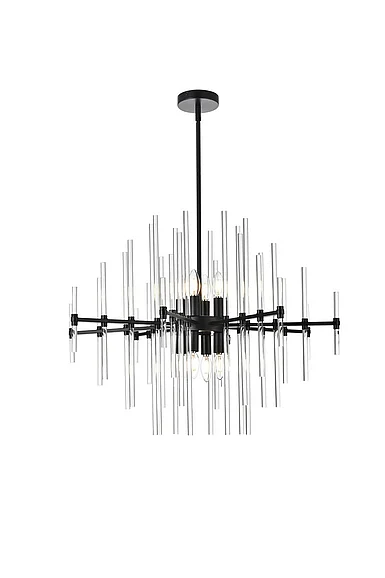 Elegant Sienna 31 In. Crystal Rod Pendant in Black 2502D31BK