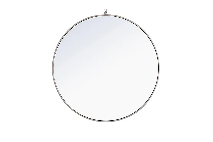 Elegant Metal Frame Round Mirror with Decorative Hook 36 In. Silver Finish MR4063S