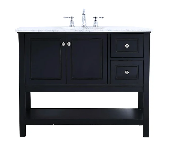 Elegant 42 In. Single Bathroom Vanity Set in Black VF27042BK