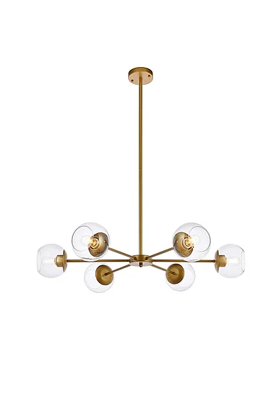 Elegant Briggs 36 In. Pendant in Brass with Clear Shade LD642D36BR