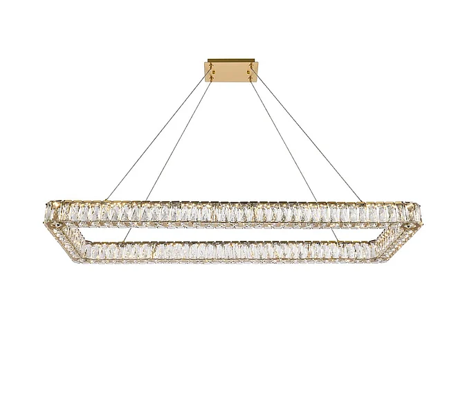 Elegant Monroe 50 In. Led Single Rectangle Pendant in Gold 3504D50L1G