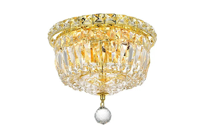 Elegant Tranquil 4 Light Gold Flush Mount Clear Royal Cut Crystal V2528F10G/RC