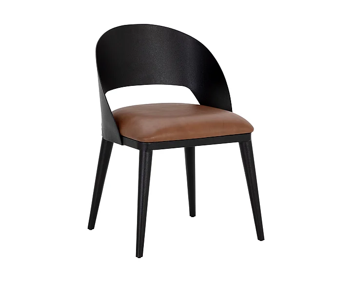 SUNPAN Dezirae Dining Chair - Black - Cognac Leather 111040