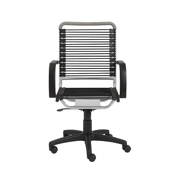 Euro Style Bungie High Back Office Chair in Black with Aluminum Frame and Black Base 02556