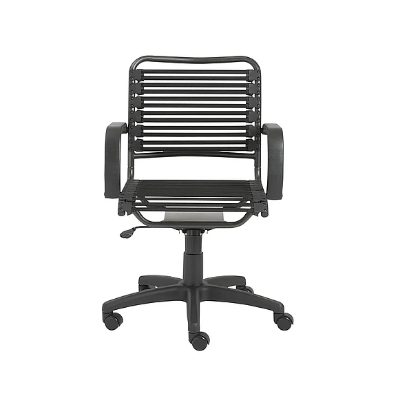 Euro Style Bungie Flat Mid Back Office Chair in Black with Graphite Black Frame and Black Base 02572BLK