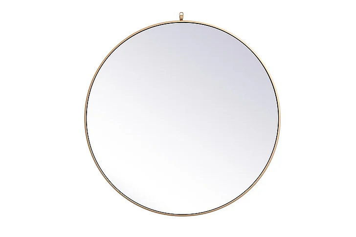 Elegant Metal Frame Round Mirror with Decorative Hook 39 In. in Brass MR4739BR