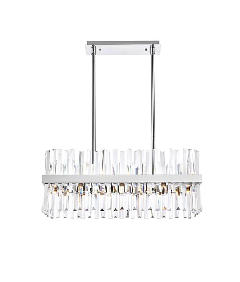 Elegant Serephina 30 In. Crystal Rectangle Chandelier Light in Chrome 6200G30C