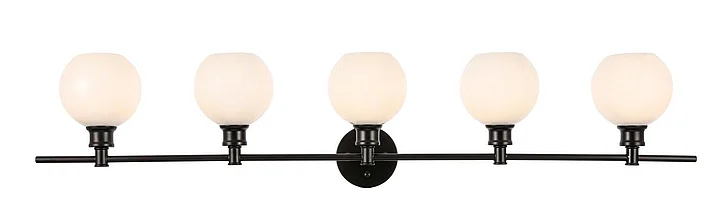 Elegant Collier 5 Light Black and Frosted White Glass Wall Sconce LD2327BK