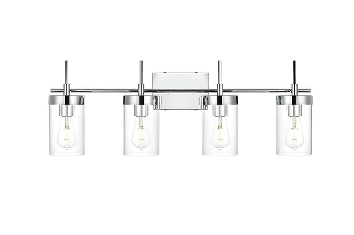 Elegant Benny 4 Light Chrome and Clear Bath Sconce LD7319W32CH
