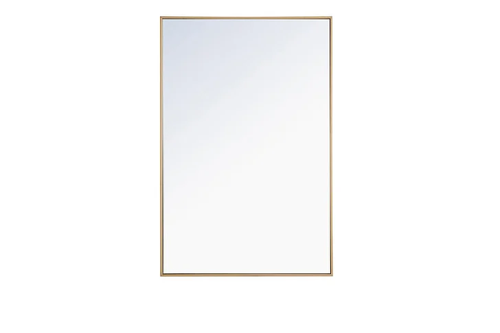 Elegant Metal Frame Rectangle Mirror 28 In. Brass MR4078BR