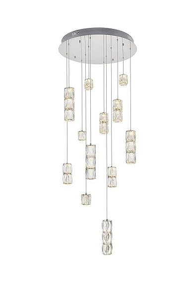 Elegant Polaris Led Light Chrome Pendant Clear Crystal 3500D24C