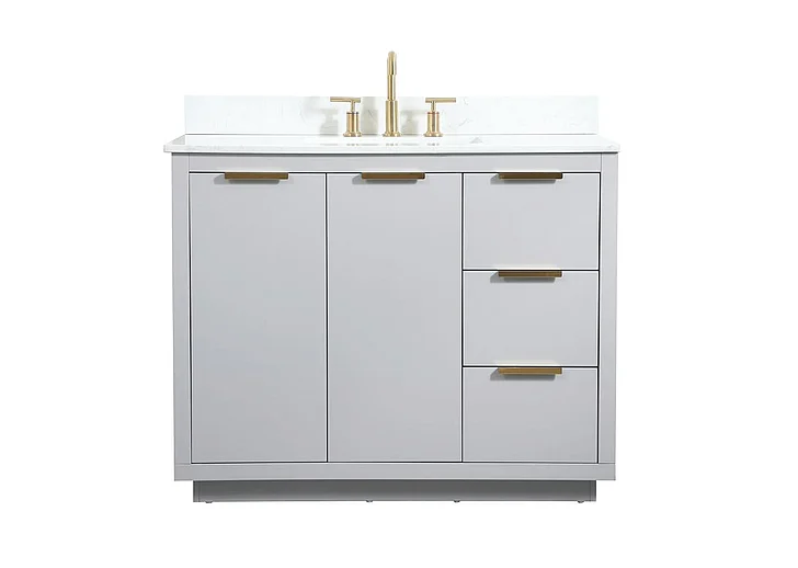 Elegant 42 In. Single Bathroom Vanity in Grey with Backsplash VF19442GR-BS