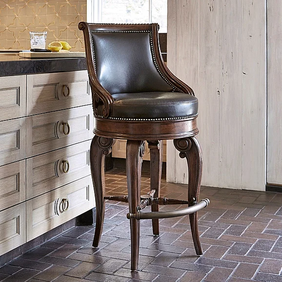 Ambella Home Tatum Swivel Barstool in Dark Brown 03500-510-002 (Set of 2)