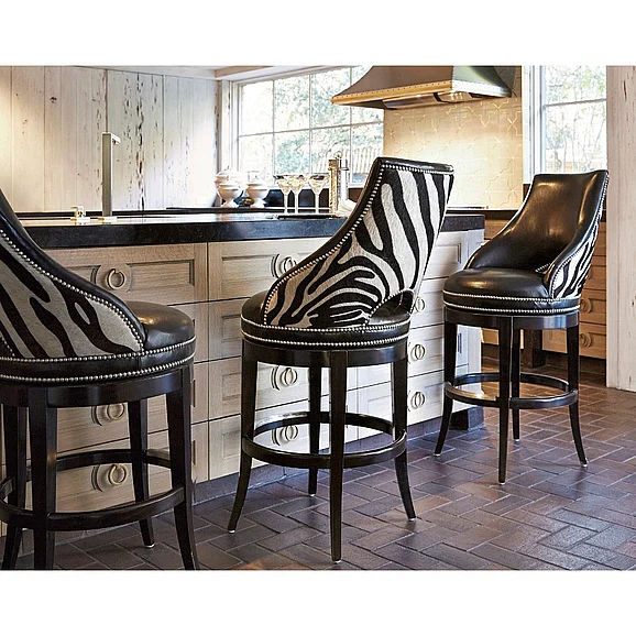 Ambella Home Zebrano Swivel Counter Stool in Black 03534-520-001 (Set of 2)