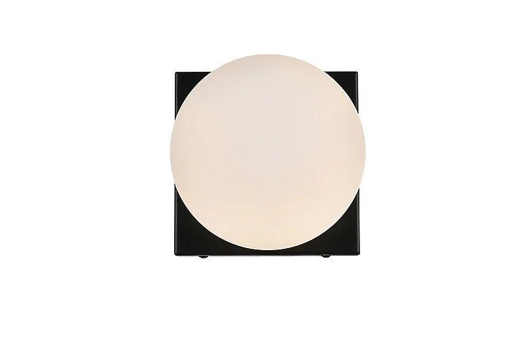 Elegant Jaylin 1 Light Black and Frosted White Bath Sconce LD7303W6BLK