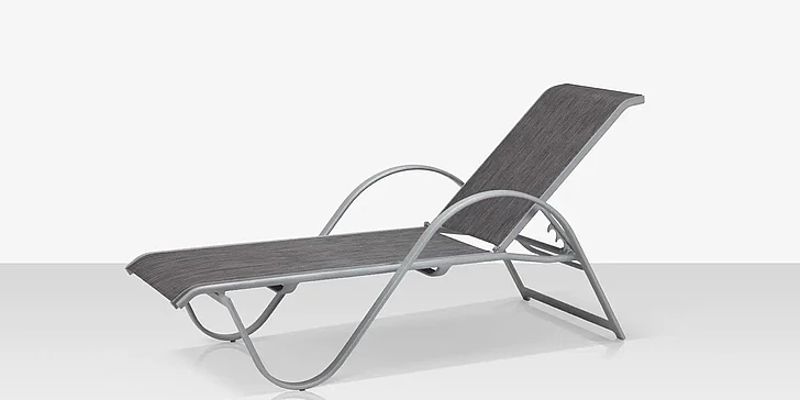 DecoScape Lanai Chaise in Kessler Silver / Slate Sling SF-3011-104-KES-SLT