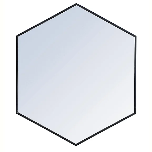 Elegant Metal Frame Hexagon Mirror 38 In. in Black MR4538BK