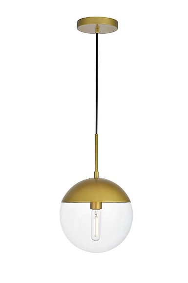 Elegant Eclipse 1 Light Brass Pendant with Clear Glass LD6037BR