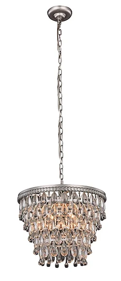 Elegant Nordic 4 Light Antique Silver Pendant Clear Royal Cut Crystal 1219D16AS/RC