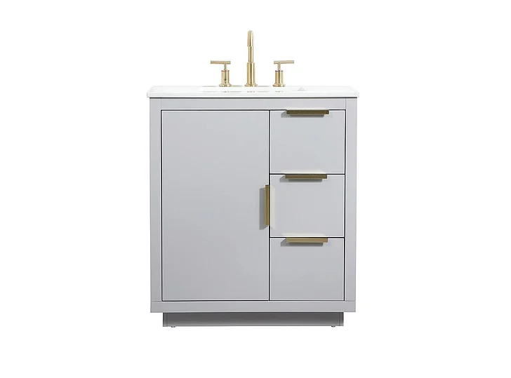 Elegant 30 In. Single Bathroom Vanity in Grey VF19430GR