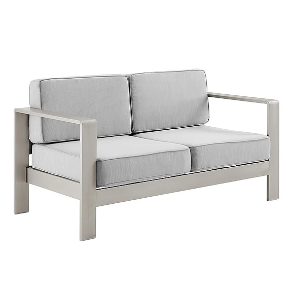Linon Karah Outdoor Anodized Grey 2 Seater Sofa ODNH16GRY2SFA01U