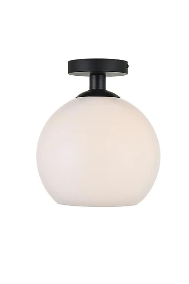 Elegant Baxter 1 Light Black Flush Mount with Frosted White Glass LD2211BK