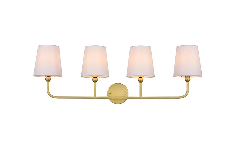 Elegant Colson 4 Light Brass and Clear Bath Sconce LD7322W36BRA