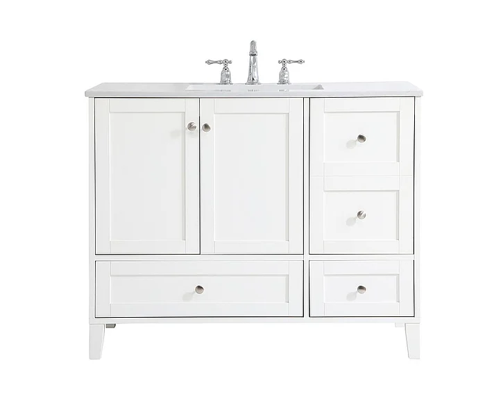 Elegant 42 In. Single Bathroom Vanity in White VF18042WH
