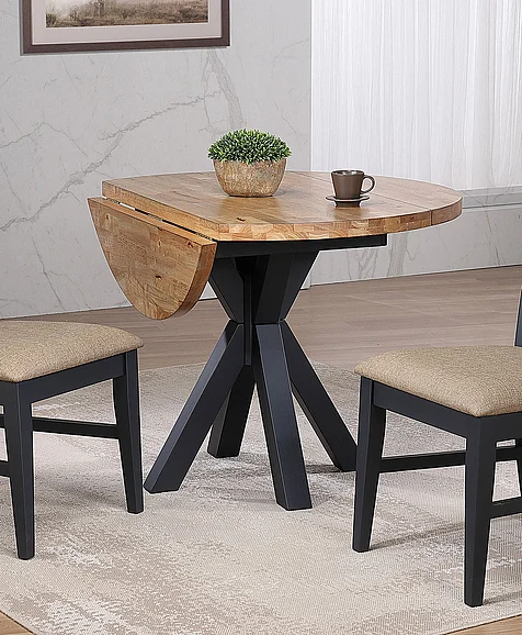 ECI Furniture Autumn Winds Drop Leaf Dining Table in Natural and Black 0475-10-DLB/DLT