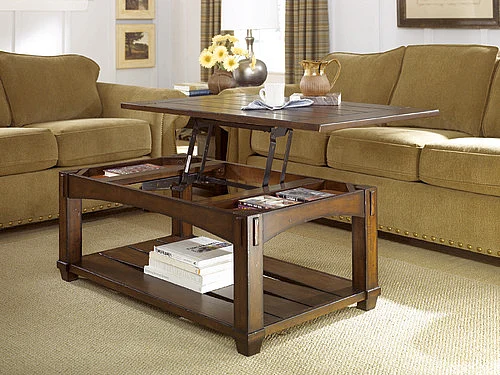 Hammary Tacoma Rectangular Lift-Top Castered Cocktail Table in Rustic Brown 049-910 CLOSEOUT