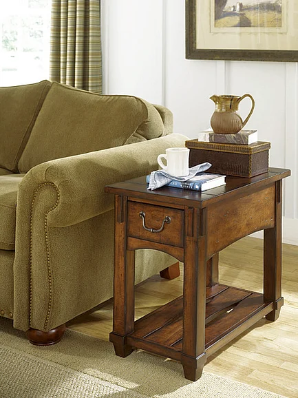 Hammary Tacoma Drawer Chairside Table with One Shelf in Rustic Brown 049-916 CLOSEOUT