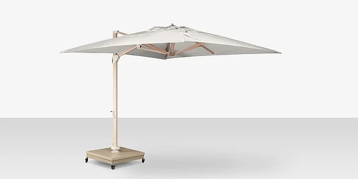 DecoScape Rio Grande 13in Square Cantilever Umbrella in Wood Grain Frame with Sandlewood Base SF-3601-609-WDG