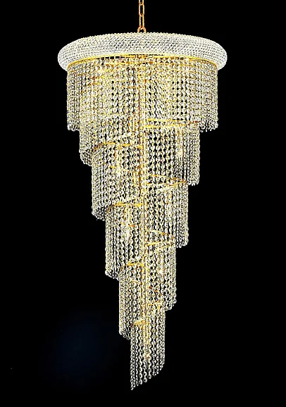 Elegant Spiral 18 Light Gold Chandelier Clear Royal Cut Crystal V1801SR22G/RC