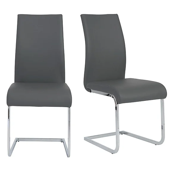 Euro Style Epifania Dining Chair in Gray with Chrome Legs 05093GRY-MP2 (Set of 2)