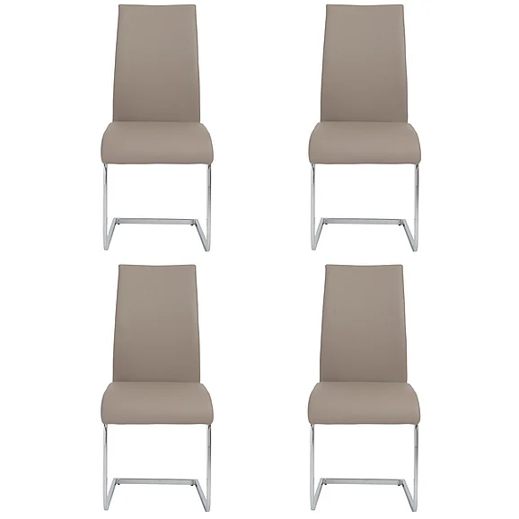 Euro Style Epifania Dining Chair in Taupe with Chrome Legs 05093TPE (Set of 4)