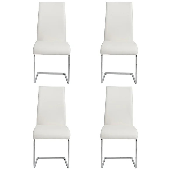 Euro Style Epifania Dining Chair in White with Chrome Legs 05093WHT (Set of 4)