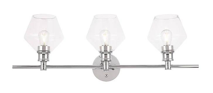 Elegant Gene 3 Light Chrome and Clear Glass Wall Sconce LD2316C