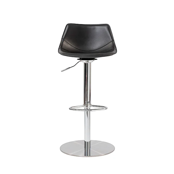 Euro Style Rudy Adjustable Swivel Bar/Counter Stool in Black with Brushed Stainless Steel Base 05204BLK