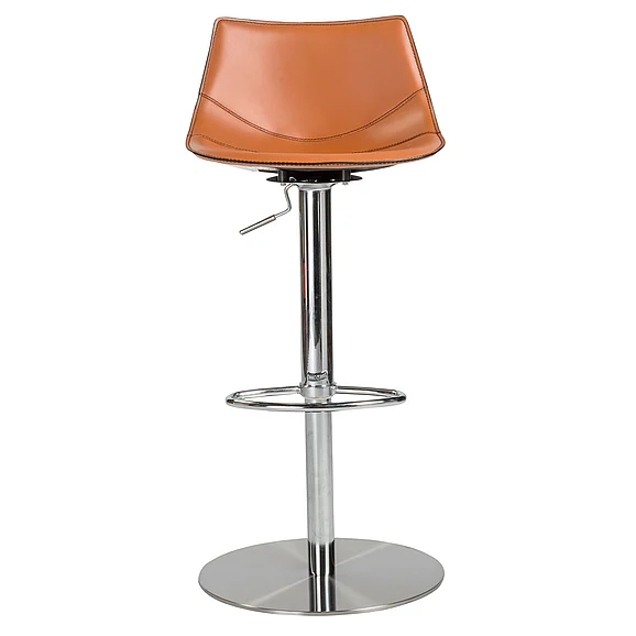 Euro Style Rudy Adjustable Swivel Bar/Counter Stool in Cognac with Brushed Stainless Steel Base 05204COG