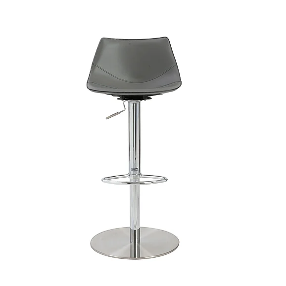 Euro Style Rudy Adjustable Swivel Bar/Counter Stool in Gray with Brushed Stainless Steel Base 05204GRY