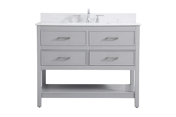 Elegant 42 In. Single Bathroom Vanity in Gray with Backsplash VF19042GR-BS