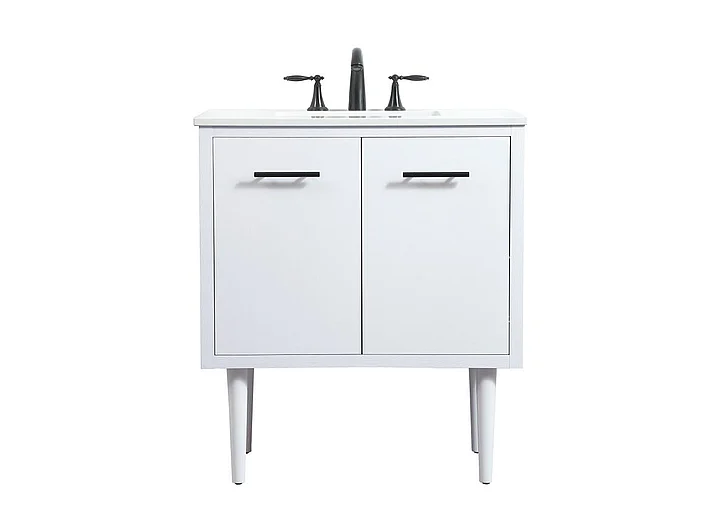 Elegant 30 In. Single Bathroom Vanity in White VF48030MWH CLOSEOUT