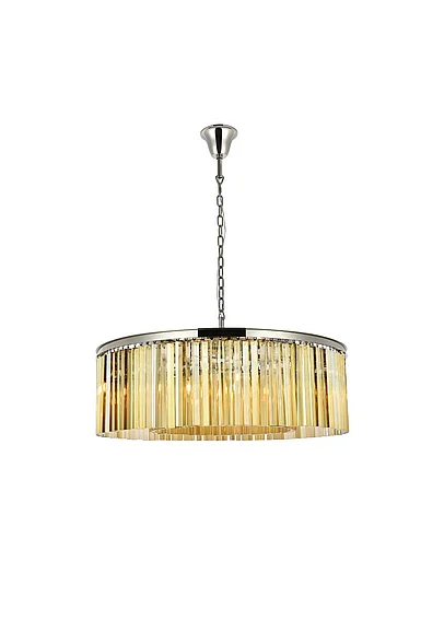 Elegant Sydney 10 Light Polished Nickel Chandelier Golden Teak (Smoky) Royal Cut Crystal 1208G43PN-GT/RC