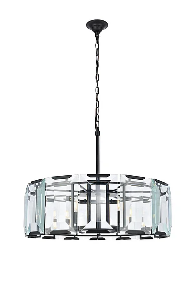 Elegant Monaco 8 Light Flat Black (Matte) Chandelier Clear Glass Crystal 1211D30FB