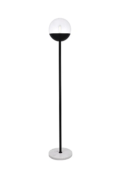 Elegant Eclipse 1 Light Black Floor Lamp with Clear Glass LD6147BK